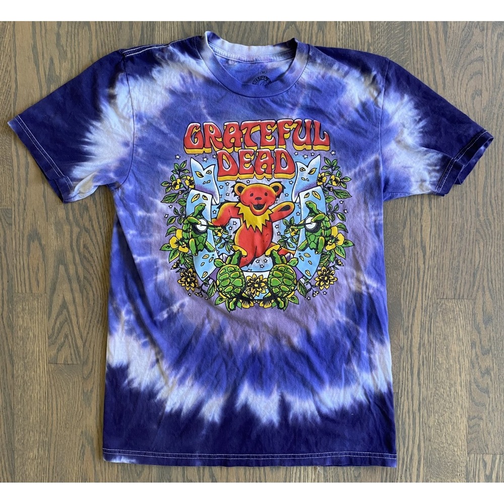 Grateful Dead Band T-Shirt Purple Tie Dye Retro Dancing Bear Adult Size Medium